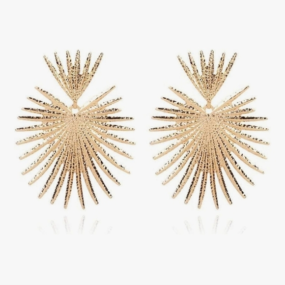 Throne gold starburst heart shaped fan earrings; nwot - Picture 6 of 8